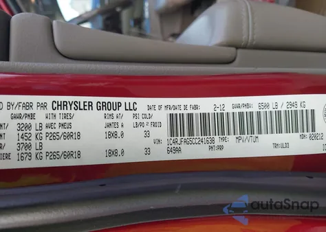 2012 Jeep Grand Cherokee Laredo z USA, uszkodzony, nr VIN 1C4RJFAG5CC241638